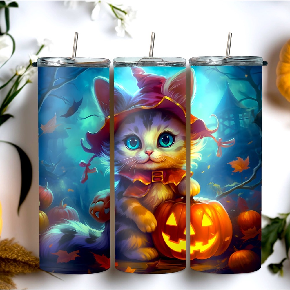 20oz Halloween cat